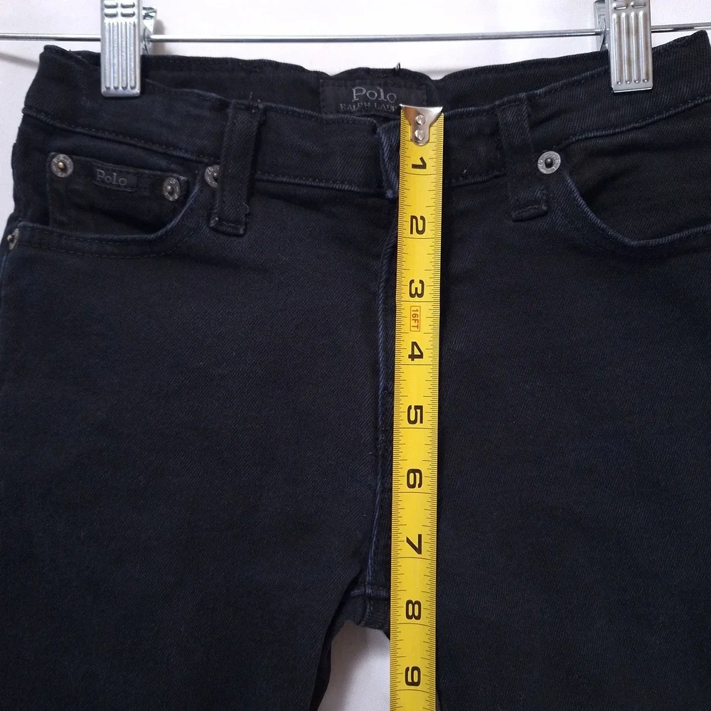 Polo Ralph‎ Lauren Hampton Straight Jeans kids Sz 7 Black Adjustable Waist Denim